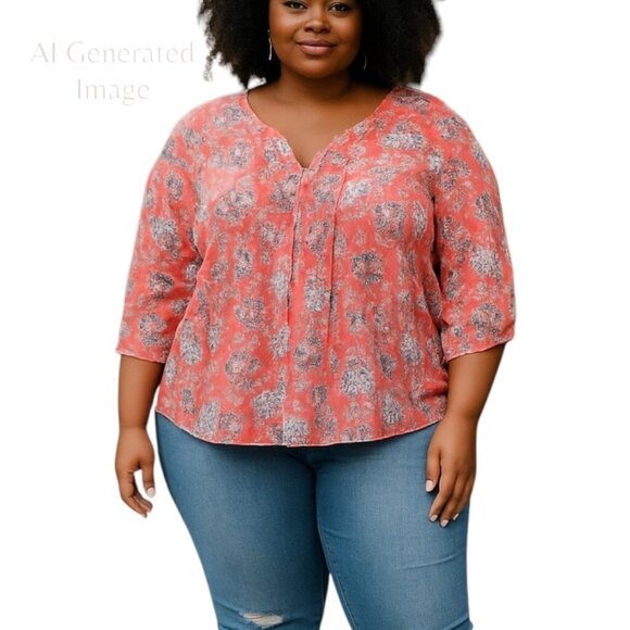 Torrid Womens Floral Print Chiffon Pintuck Top Fading Garden Plus Size 2 | 2X - Picture 1 of 13